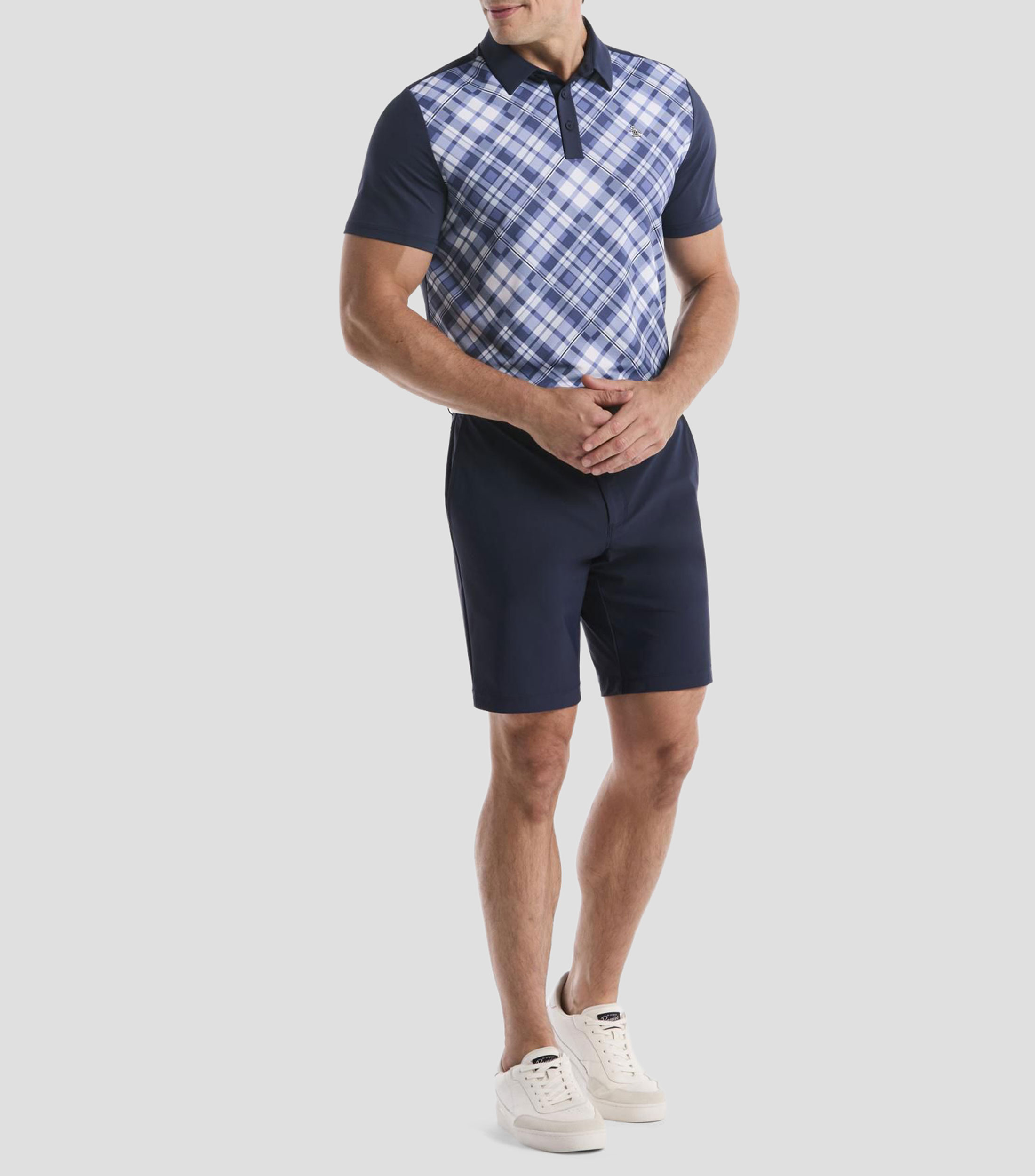 Playera tipo polo manga corta cuadros Hombre